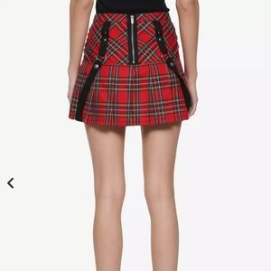 ROYAL BONES By TRIPP NEW YORK Red Plaid Suspender Skirt Goth Alt Streetwear